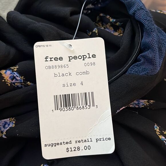 Free People Mockingbird Embroidered Mesh Inset Minidress Black - Picture 5 of 7